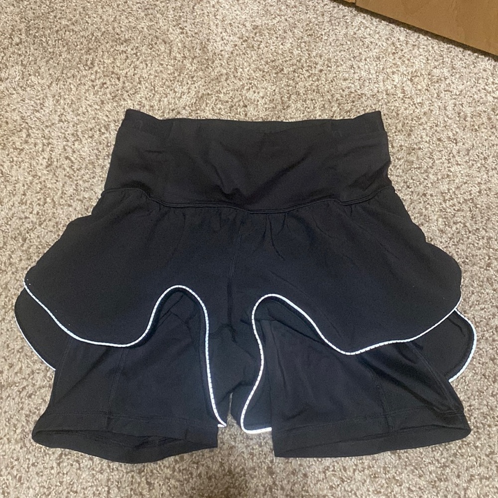 lululemon athletica Black Layered Skort with White Trim